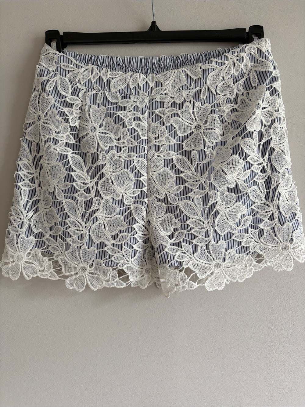 Adiva Blue and White Lace Overlay Skort